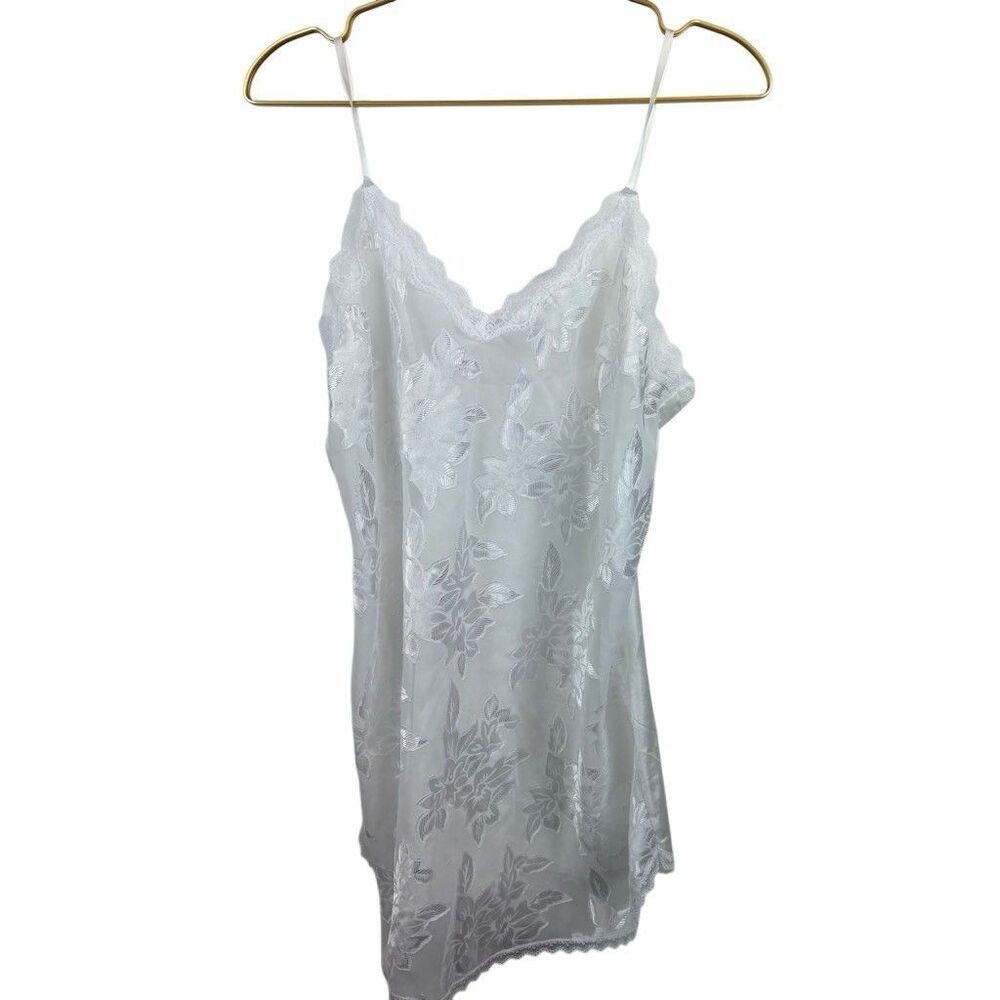 American Vintage Bridal 100% Nylon White Floral Slip Dress Size Medium